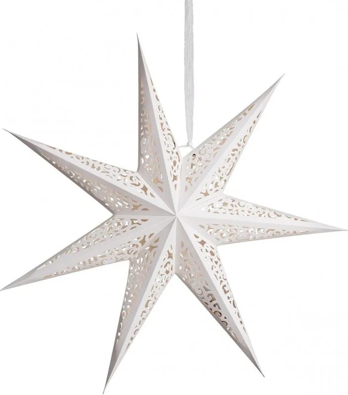 Vianočná papierová hviezda sedemcípa AUREVIA 60 cm, biela