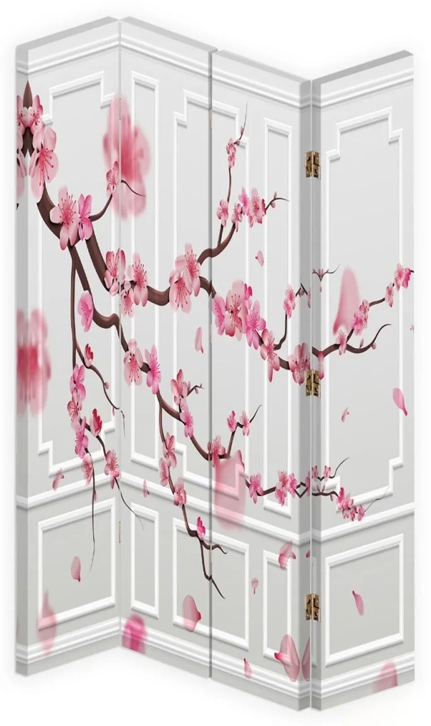 Ozdobný paraván Kvetoucí třešeň Japonsko - 145x170 cm, štvordielny, obojstranný paraván 360°