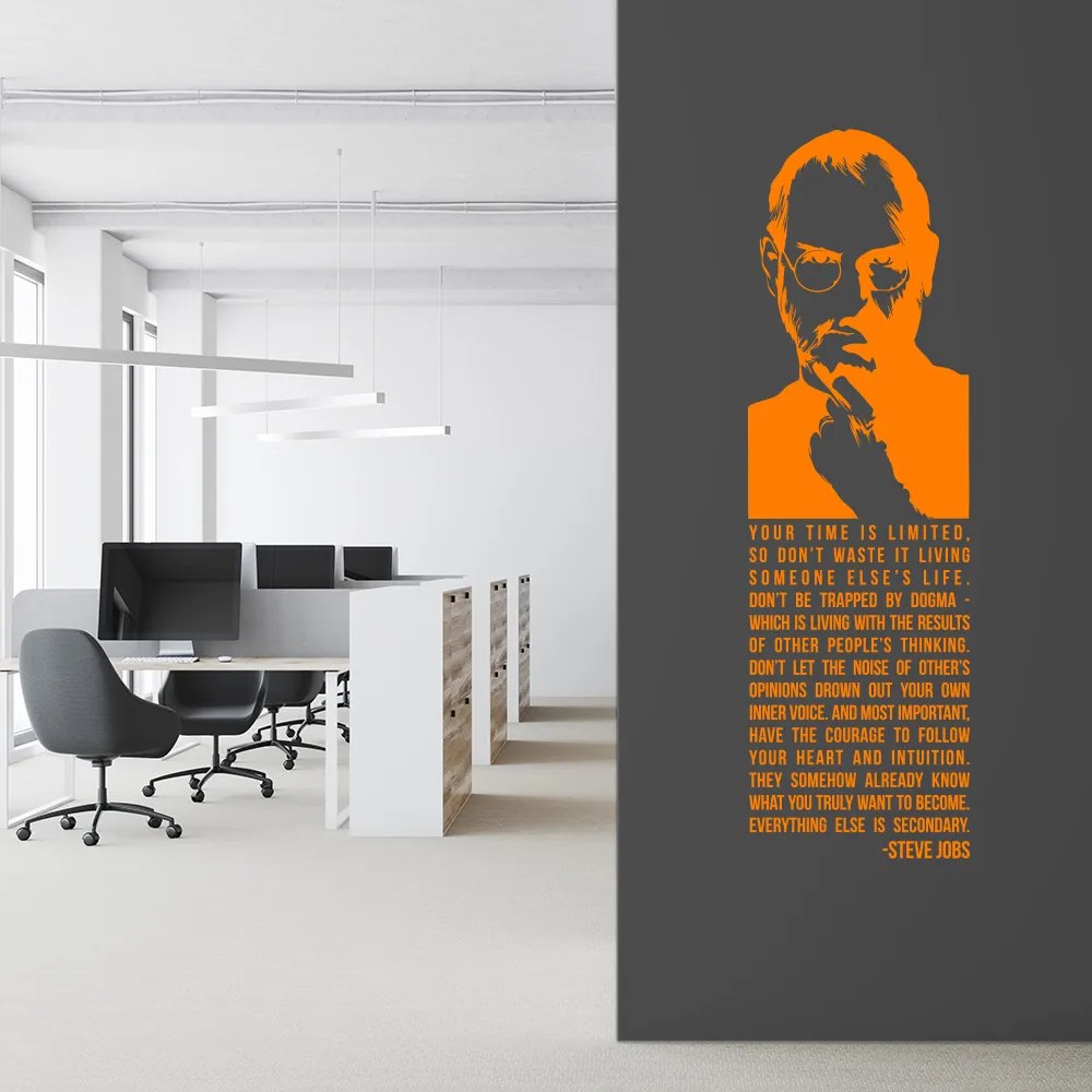 GLIX Citát Steve Jobs - samolepka na stenu Oranžová 30 x 100 cm