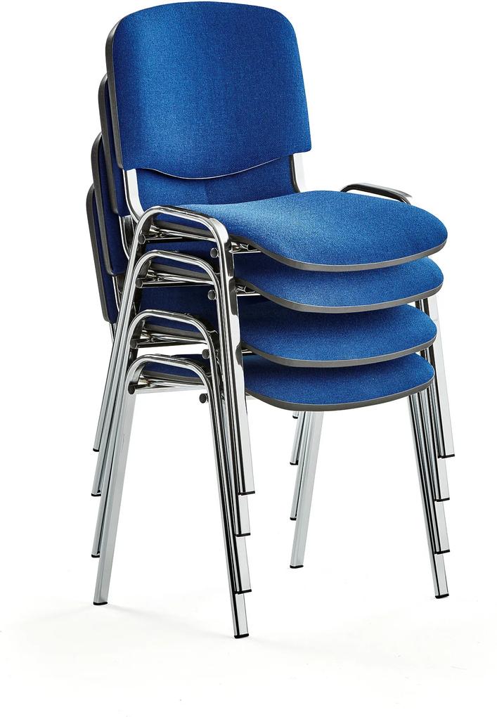 Konferenčná stolička Nelson, 4 ks, modrá, chróm