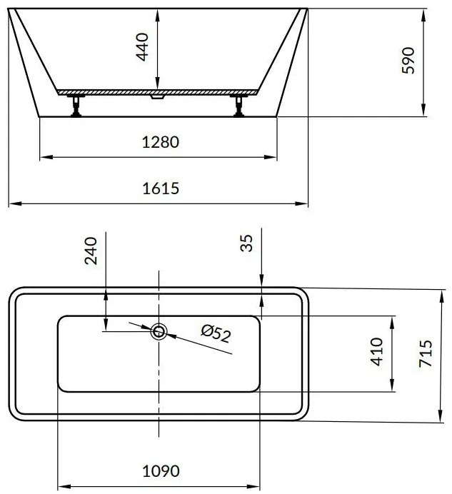 Cersanit CREA S301-299 Vaňa voľne stojaca 162x72, biela - Cersanit