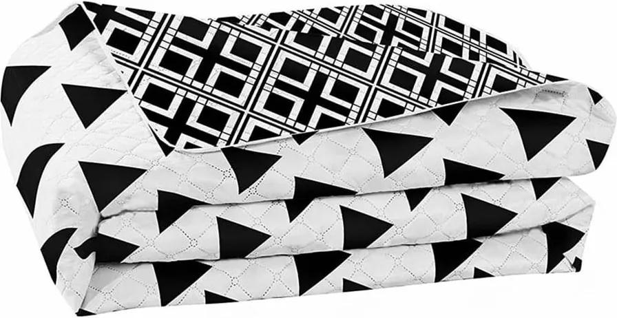 Čierno-biela obojstranná prikrývka z mikrovlákna DecoKing Hypnosis Triangles, 220 × 260 cm