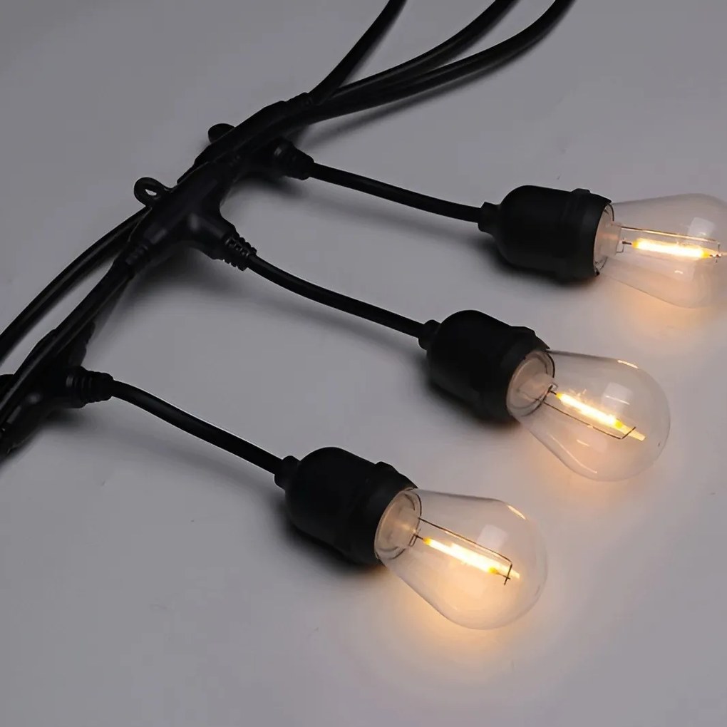 TRENDIE Záhradná svetelná girlanda 20 LED teplá biela E27 20m