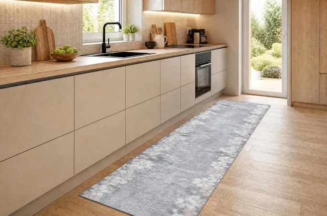 Protišmykový behúň LOTUS CLOVER 60960 sivý