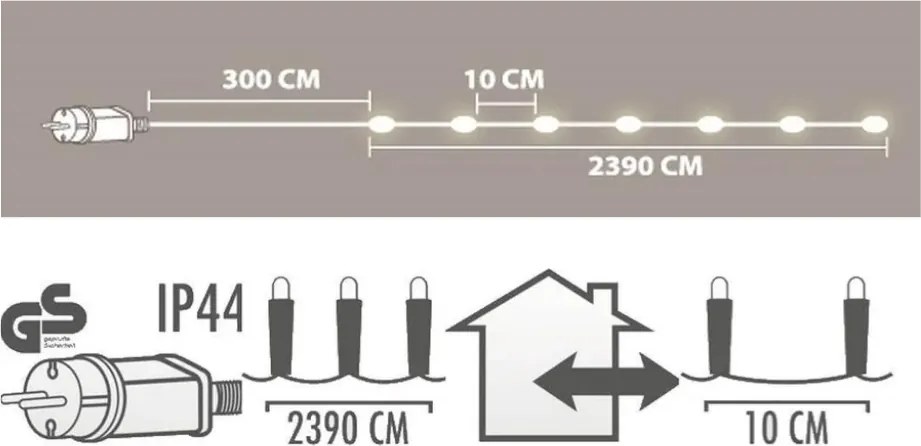 Svetelný reťaz 240 LED vonkajší/vnútorný 23,9 m, biela