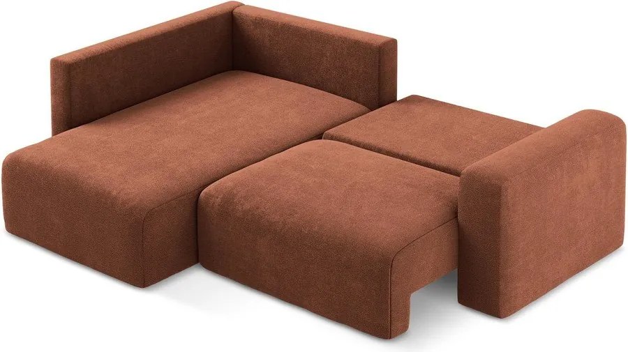 Ženilková rozkladacia/s úložným priestorom rohová pohovka v terakotovej farbe (ľavý roh/do L) Kona – Makamii