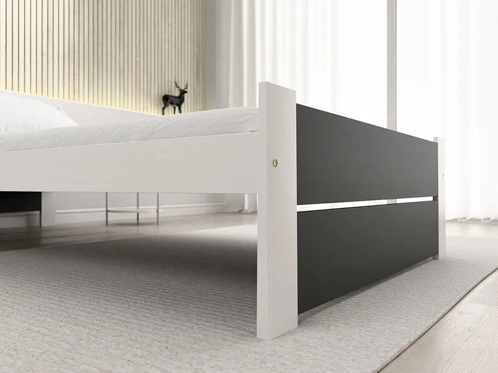 Posteľ IKAROS DOUBLE 90 x 200 cm, antracit/biela Rošt: Bez roštu, Matrac: Matrac COCO MAXI 20 cm