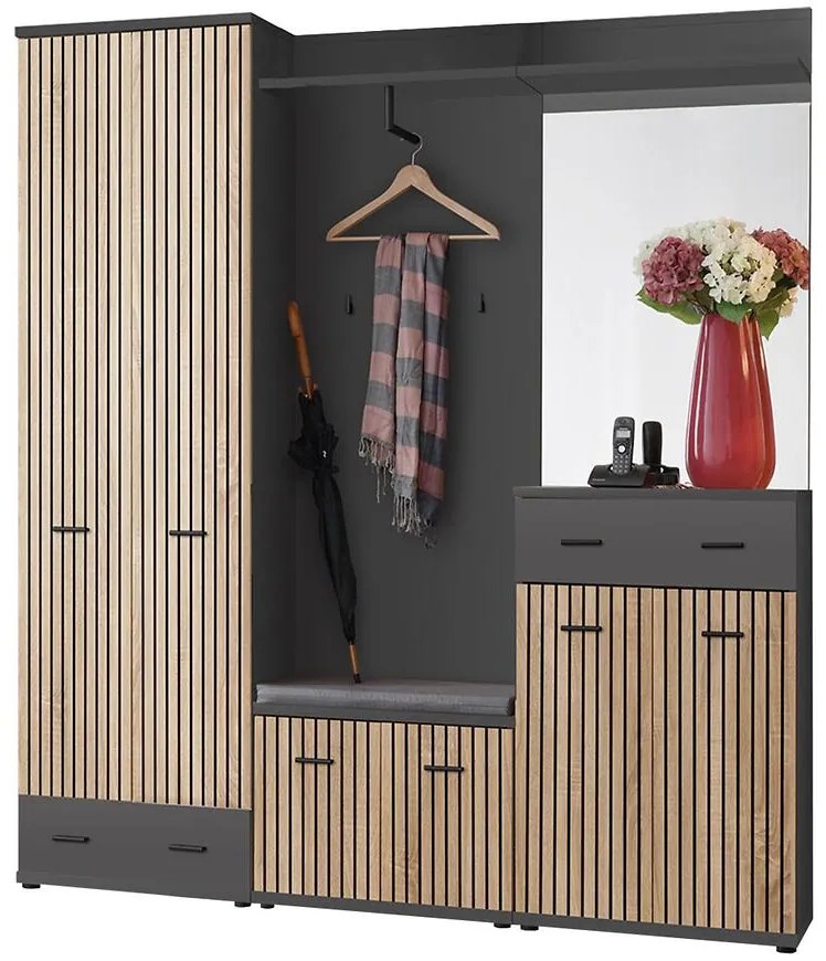 Predsieňová stena MARCO III + P artisan/antracit anas mc3+p