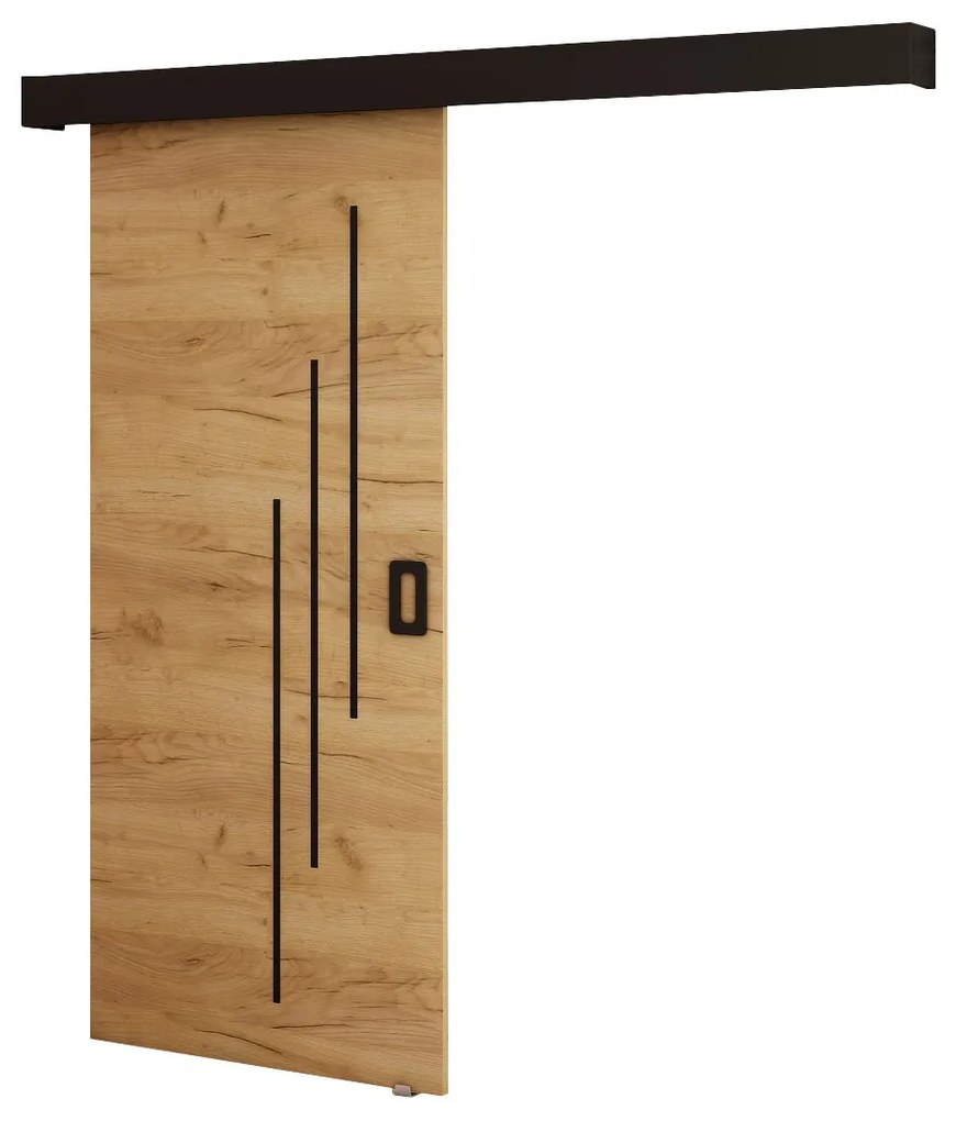 Posuvné dvere 90 cm Bethany VI (craft zlatý + čierna matná). Akcia -23%. Vlastná spoľahlivá doprava až k Vám domov. 1043498