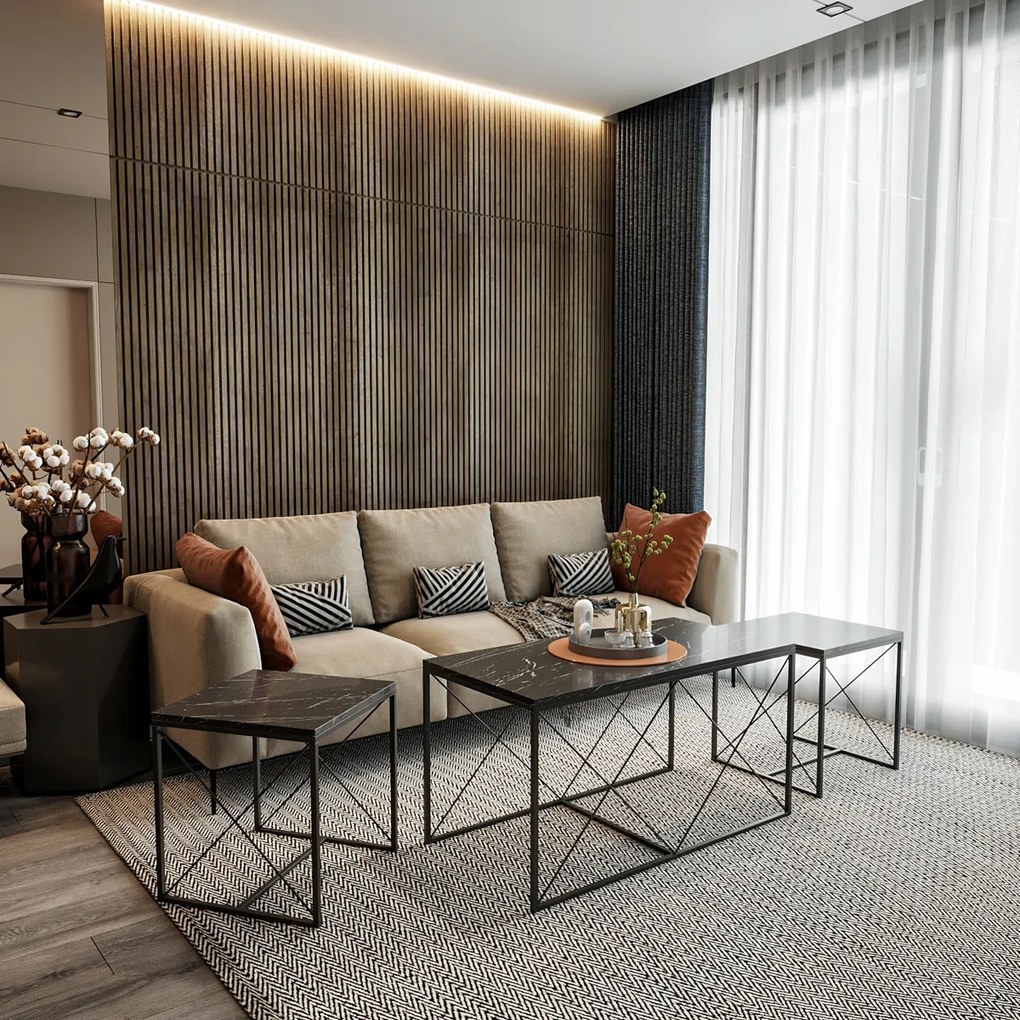 Konferenčný stolík Defne Black Marble
