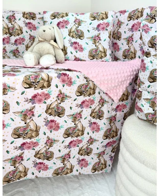 INTERMEDIC SK Set Intermedic do kočíka Srnka biela/minky ružová 100x75/40x30 cm