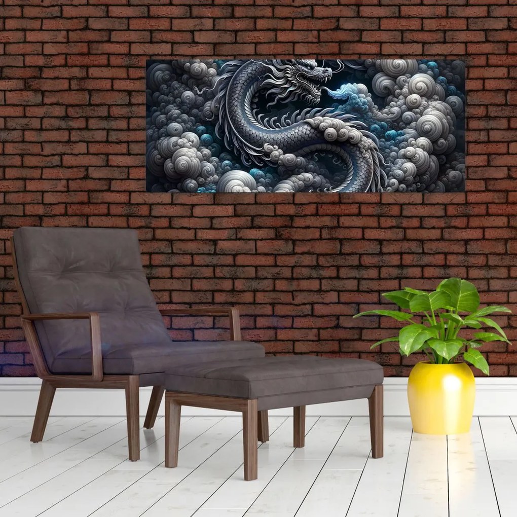 Obraz – Drak v dyme (120x50 cm)