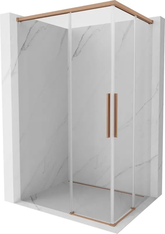 Mexen Rox, Duo posuvný sprchový kút 85 x 80 cm, 8mm číre sklo, medený matný profil, 8C2D-085-080-65-00