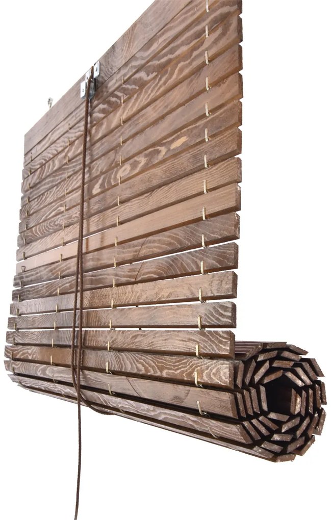 Drevená roleta na pergole - hnedá Šírka rolety: 120 cm, Rozvin rolety: 200 cm