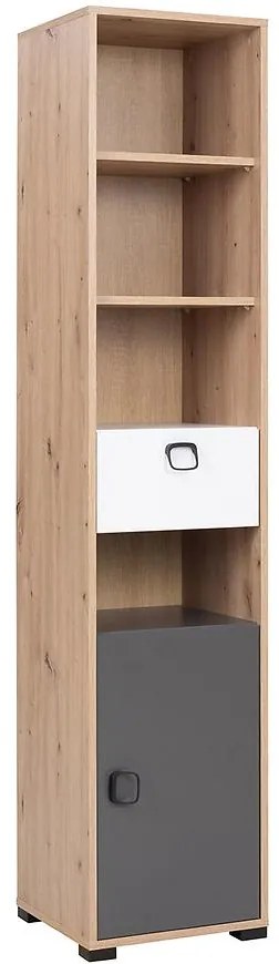 Regál Kevin 3 artisan/grafit/biela