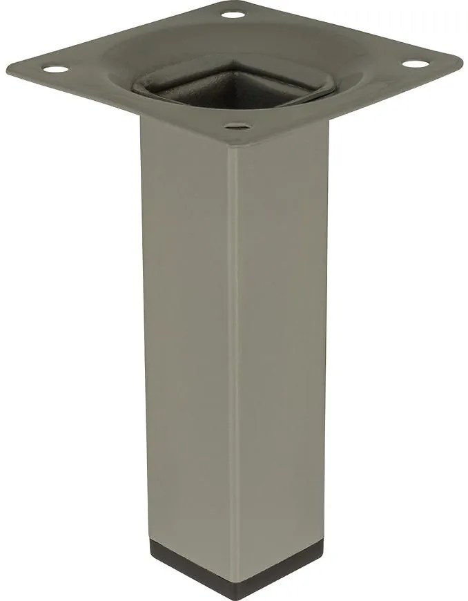 Štvorcová nábytková noha 10 cm šedá