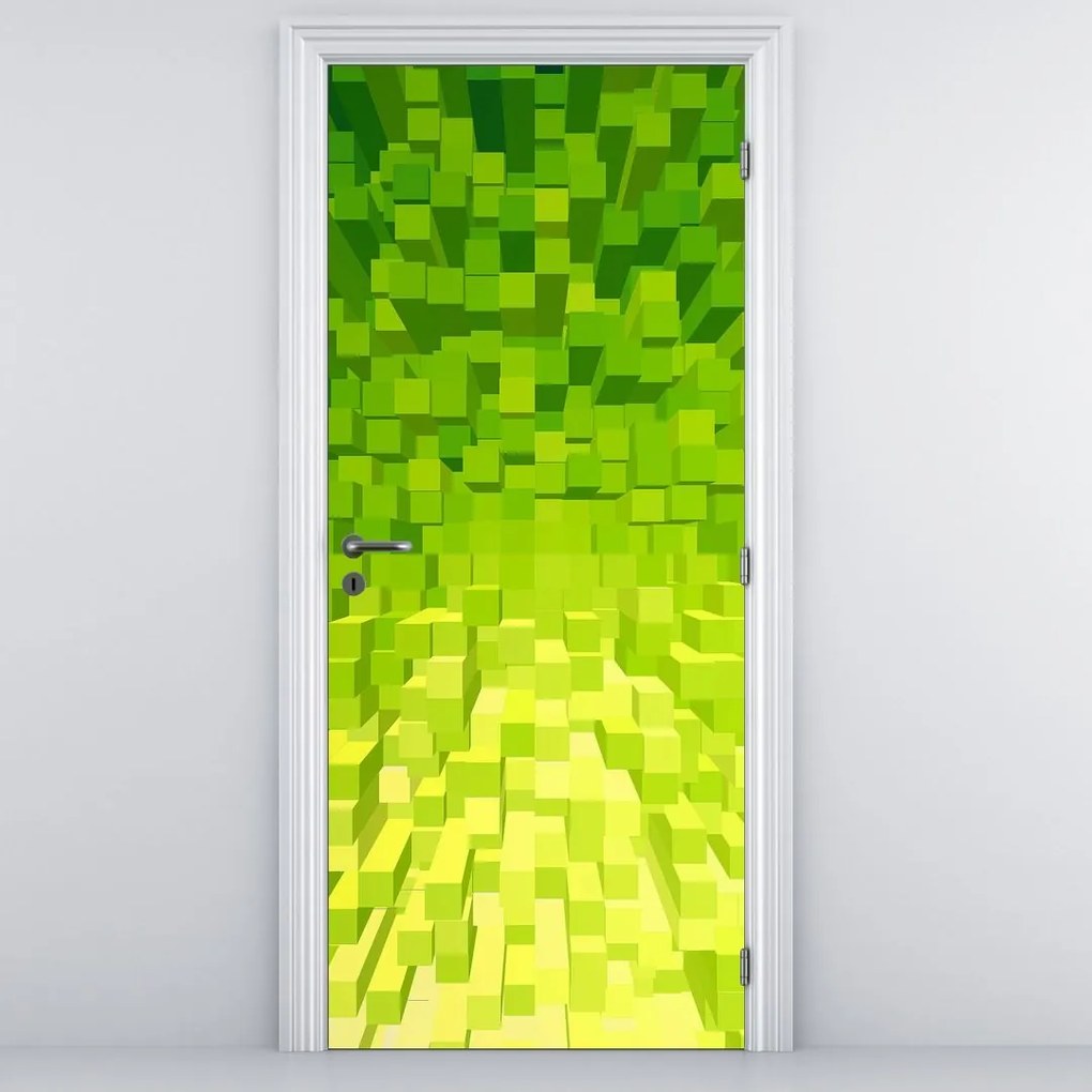 Fototapeta na dvere - Žltozelené kocky (95x205cm)