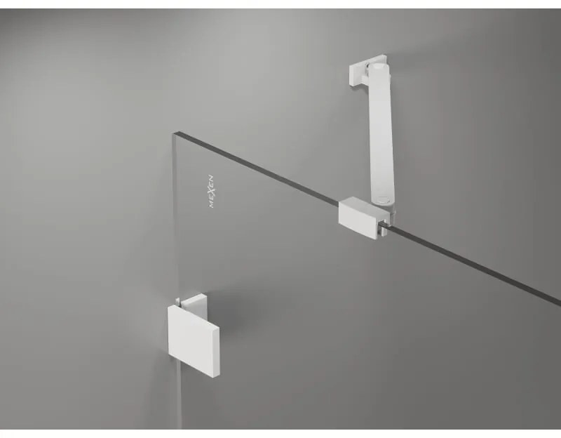 Mexen Lunar-F, skladací sprchový kút ľavý 85 x 80 cm, 8mm číre sklo, biely profil, 836-085-080-20-00-L
