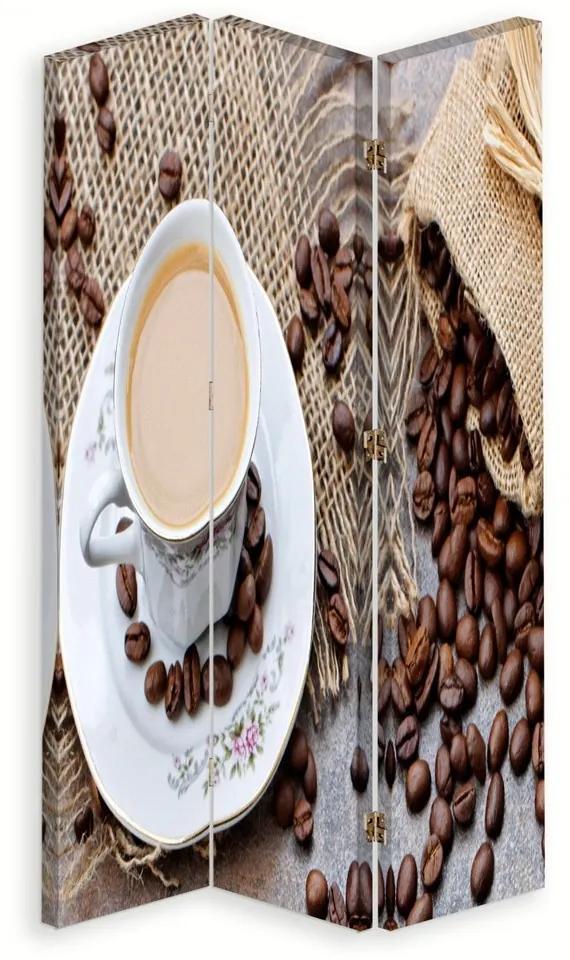 Ozdobný paraván, Rozptýlená kávová zrna - 110x170 cm, trojdielny, klasický paraván