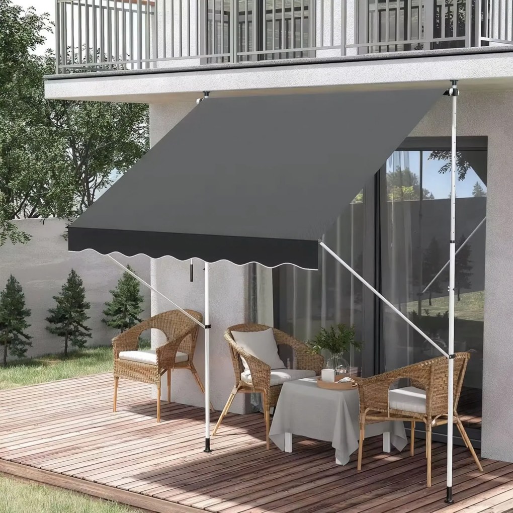 MultiGarden Balkónová slnečná clona 300x120 cm výškovo nastaviteľná, sivá - MultiGarden