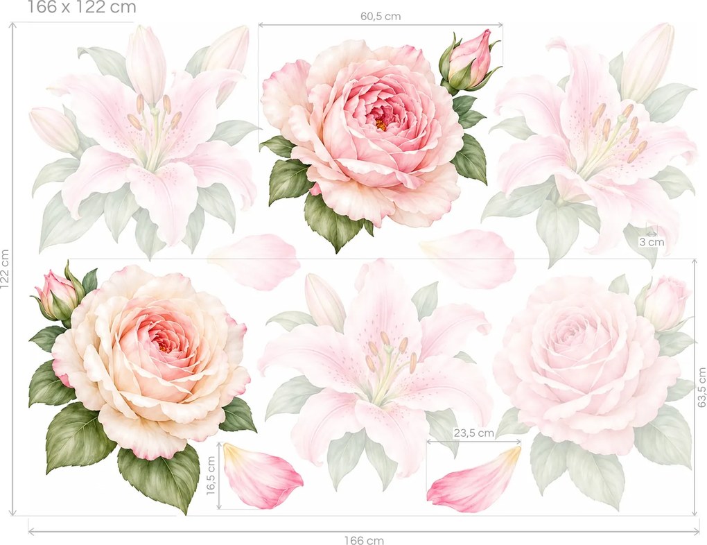 Lilie a růže arch 46 x 34 cm