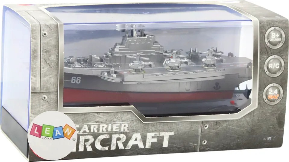 LEAN Toys Vojenská loď na diaľkové ovládanie RC strieborná 15 cm