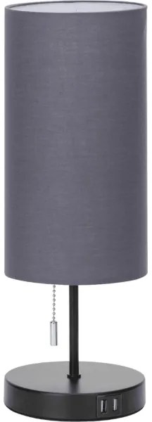 Aigostar - Stolná lampa s USB portom 1xE27/40W/230V čierna