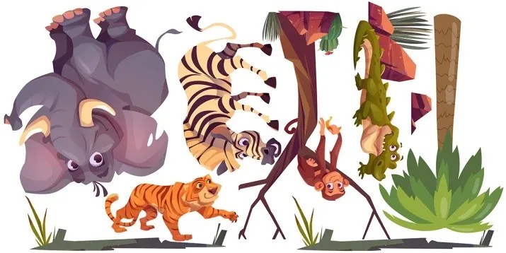 Nálepka na stenu pre deti animované zvieratá Madagaskar 60 x 120 cm