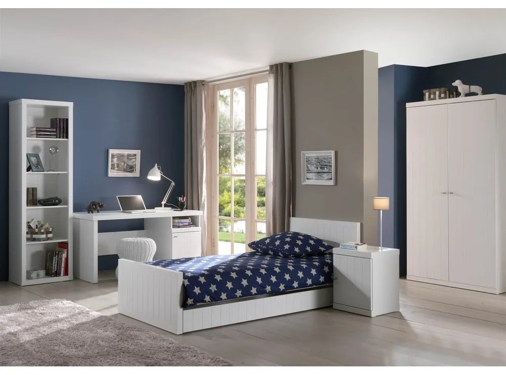 Biely detský nočný stolík Vipack Robin, šírka 44 cm