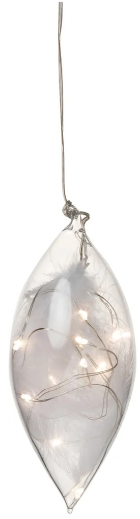 Räder LED sklenená ozdoba s pierkami, veľká (19 cm)