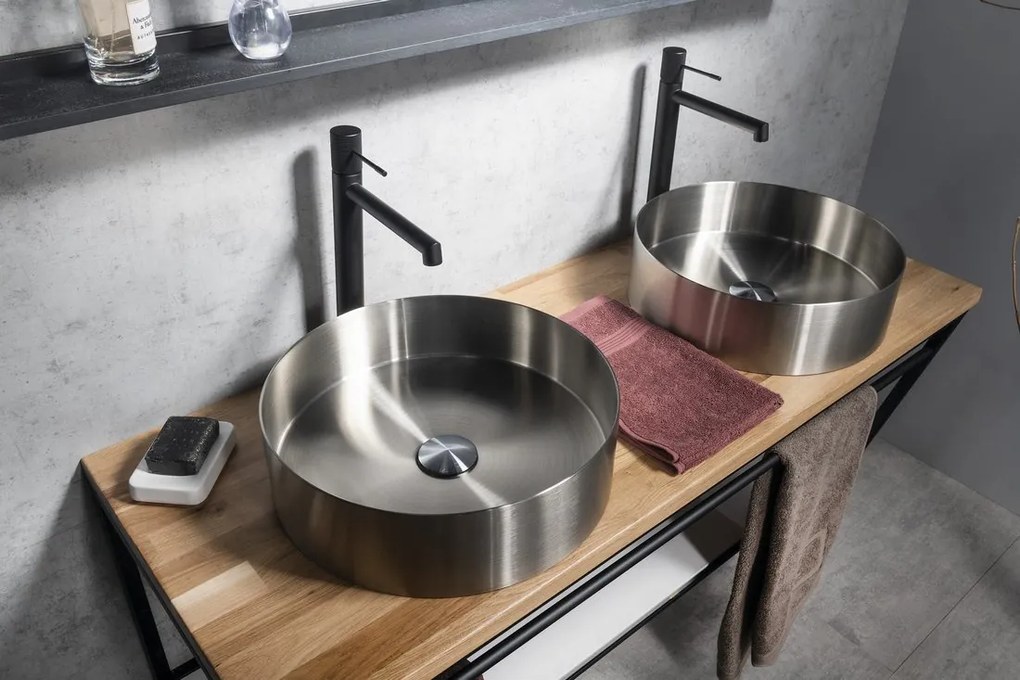 Sapho Sapho, AURUM nerezové umývadlo, priemer 38cm, vrátane výpuste, nerez mat, AU401