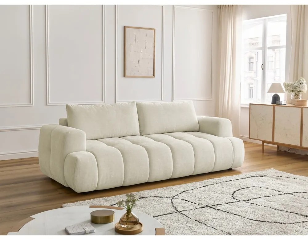 Béžová rozkladacia/s úložným priestorom pohovka 251 cm Fuji – Bobochic Paris