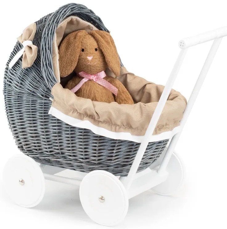 Prútený kočík pre bábiku provence Lili V.š. 46x hl. 33 x v. 30/45(cm)