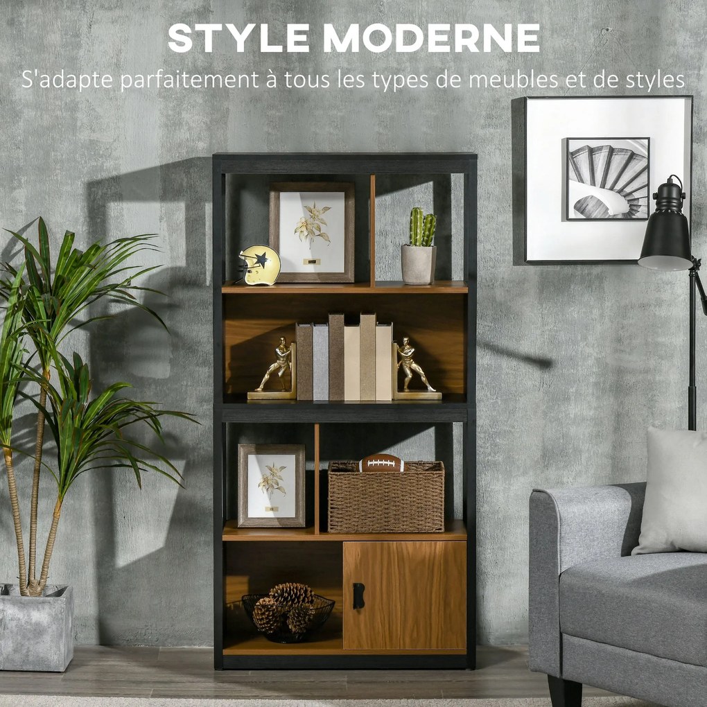 HOMCOM Knihovna Skladový Regál 4 Úrovne a 1 Dvere do Obývačky Spálne Kancelárie 76,5 x 30 x 150 cm | Aosom