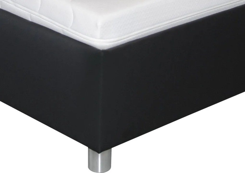 Posteľ Nice 180x200 cm, čierna ekokoža/šedá tkanina, s matracmi