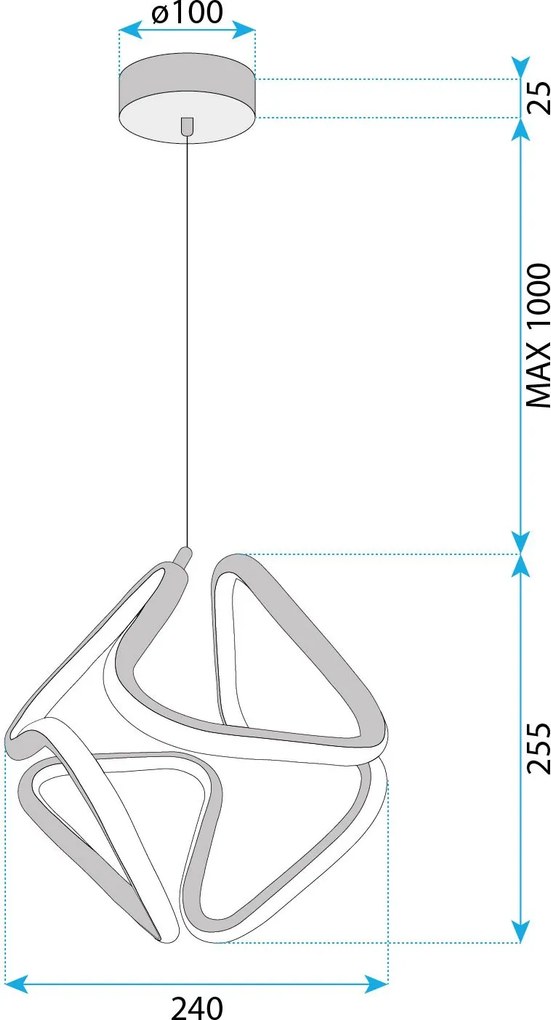Toolight Toolight, LED stropné svietidlo 25x29cm, 4000K, G067-CP, zlatá lesklá, OSW-08666