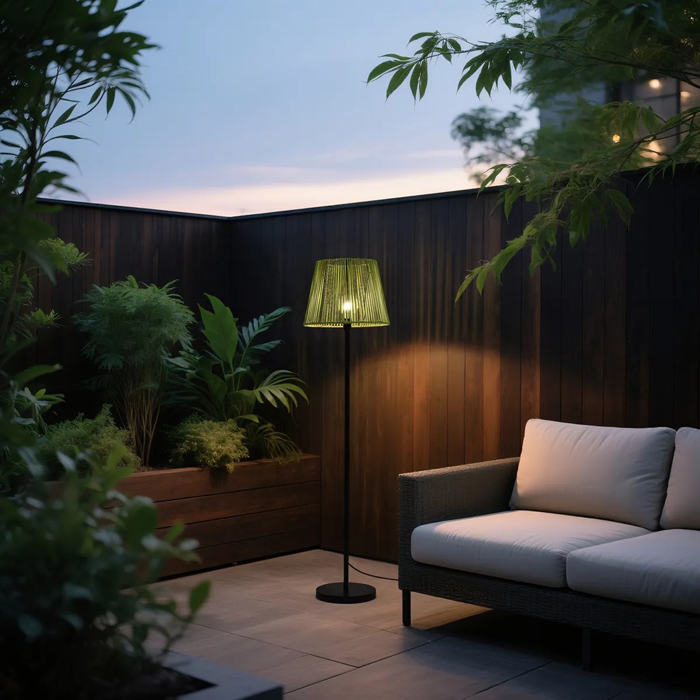 Vonkajšia stojaca lampa čierna so zeleným lanovým tienidlom IP44 - Virginia Jayla