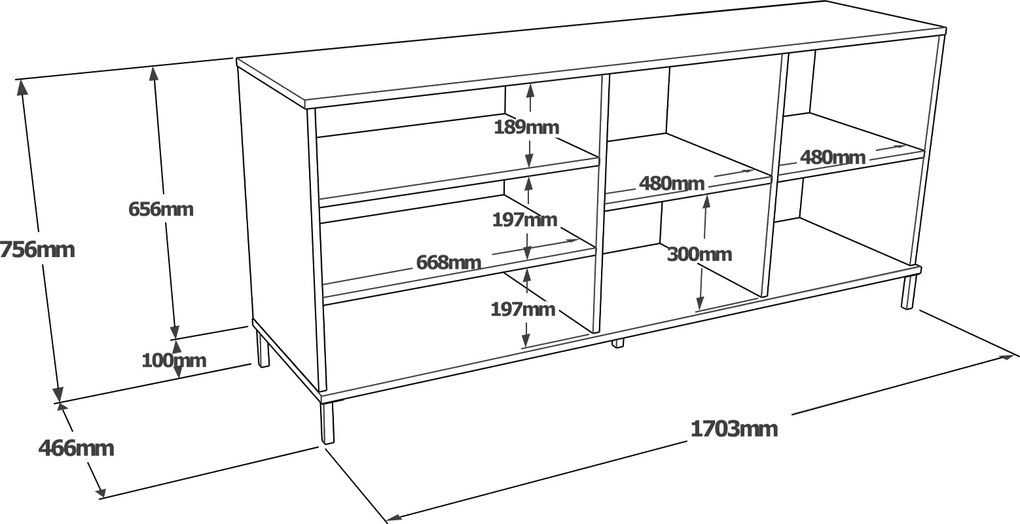 Komoda Houseland Zeke betón/čierna