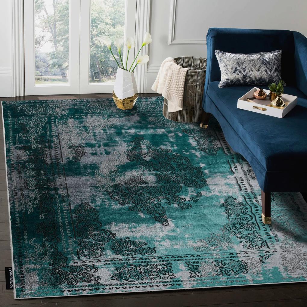 Moderný koberec DE LUXE 6827 Abstrakcia, vintage - Štrukturálny zelená / sivý Veľkosť: 180x270 cm