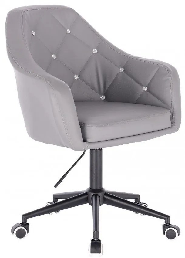 LuxuryForm DESIGN Kreslo ROMA na čiernej podstave s kolieskami - šedé