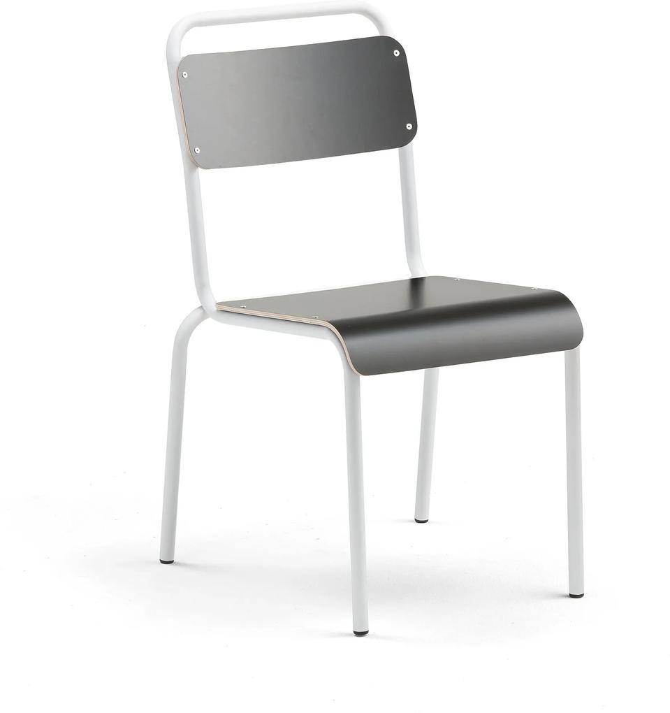 Jedálenská stolička Frisco, biely rám, čierny laminát