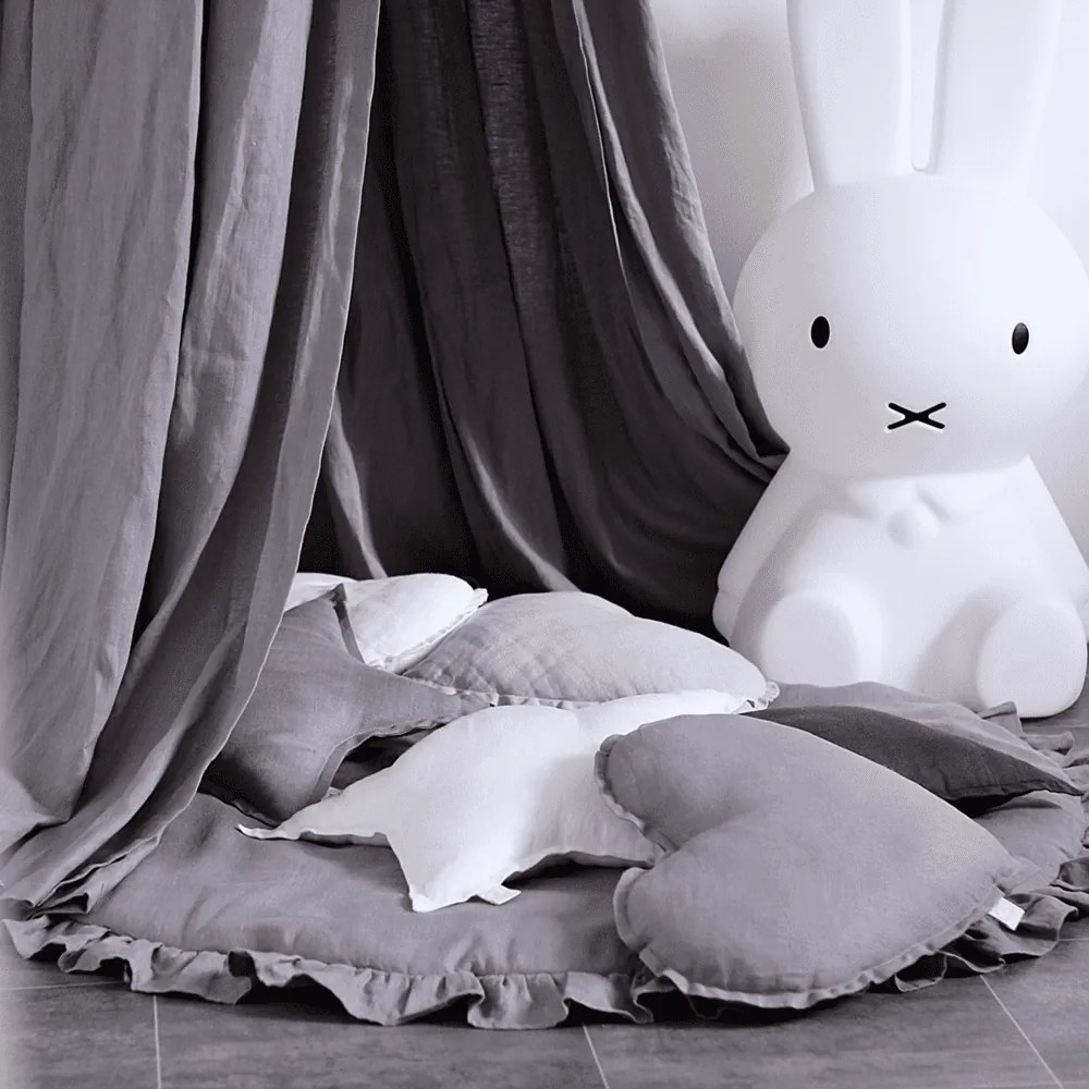 Ľanový vankúš hviezda tmavo šedá 50 cm