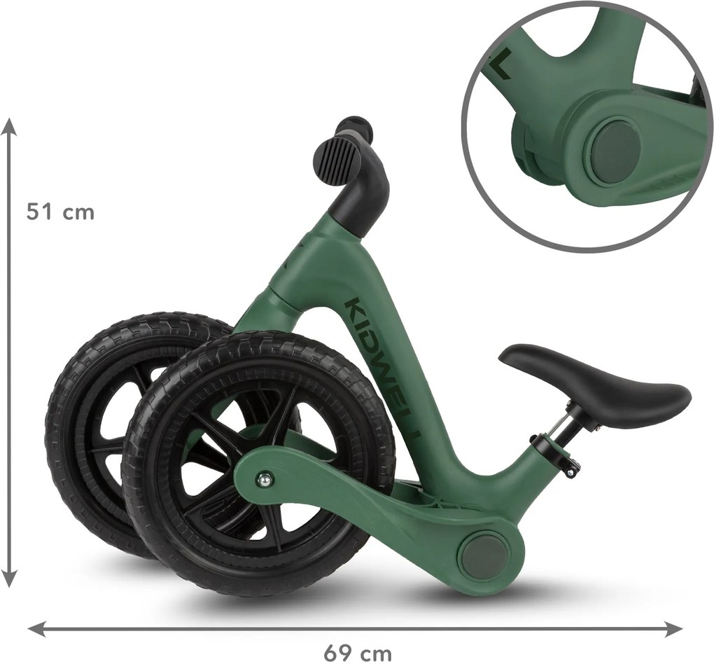 Skladacie detské odrážadlo Kidwell FLEX – ľahké 2,9 kg, CLICK & FOLD, EVA kolesá