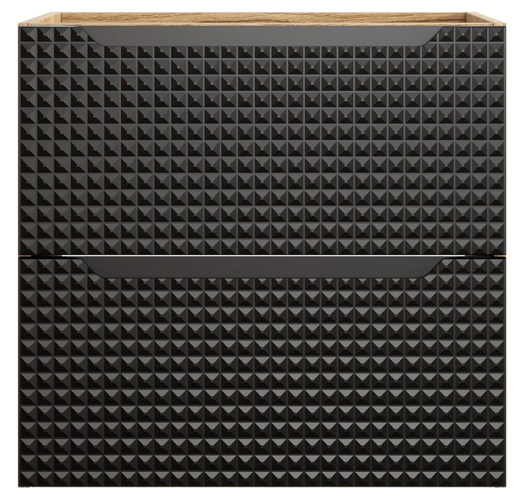 Vysoká kúpeľňová skrinka Casad čierna/dub wotan