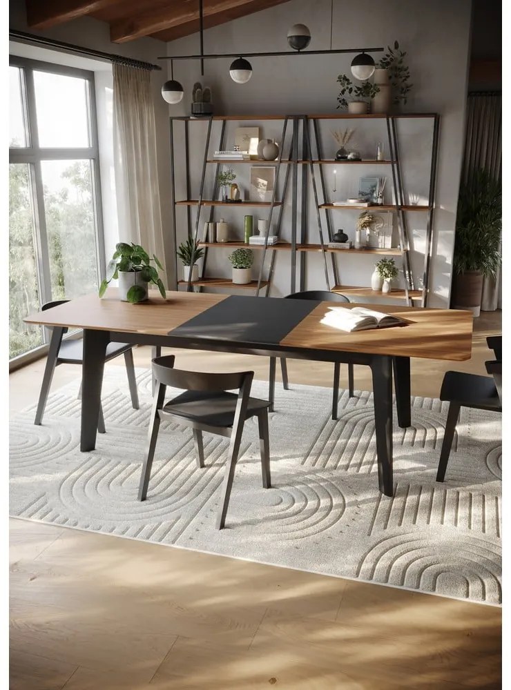 Rozkladací jedálenský stôl s doskou v dekore orechového dreva v prírodnej farbe 100x180 cm Shadow – TemaHome