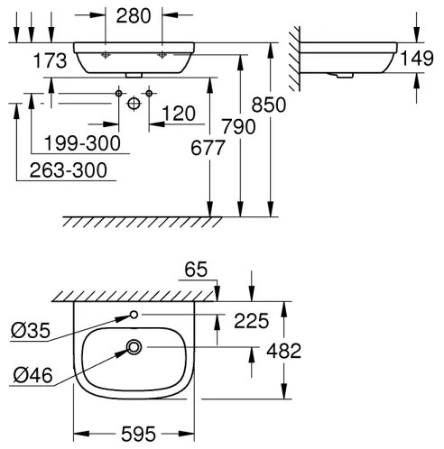 GROHE 39335000 - Umývadlo EURO CERAMIC 595 × 482 mm keramika/biela