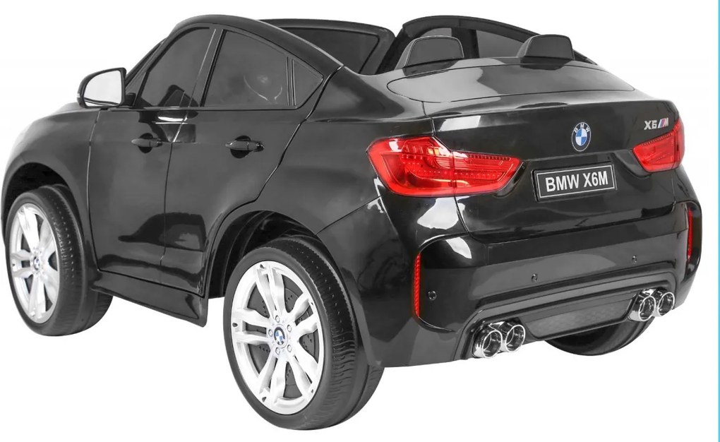 Ramiz BMW X6M XXL pre 2 deti Lakované čierne SUV + diaľkové ovládanie + ekokoža