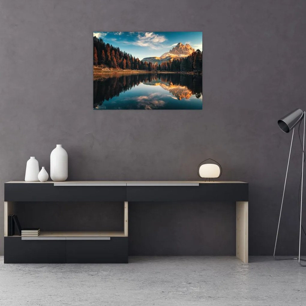 Obraz - Alpy, Taliansko, Dolomity, Lago Antorno (70x50 cm)