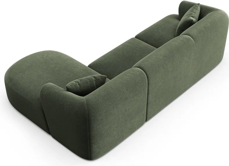 Zelená zamatová rohová pohovka (pravý roh/s leňoškou) Campi – Cosmopolitan Design