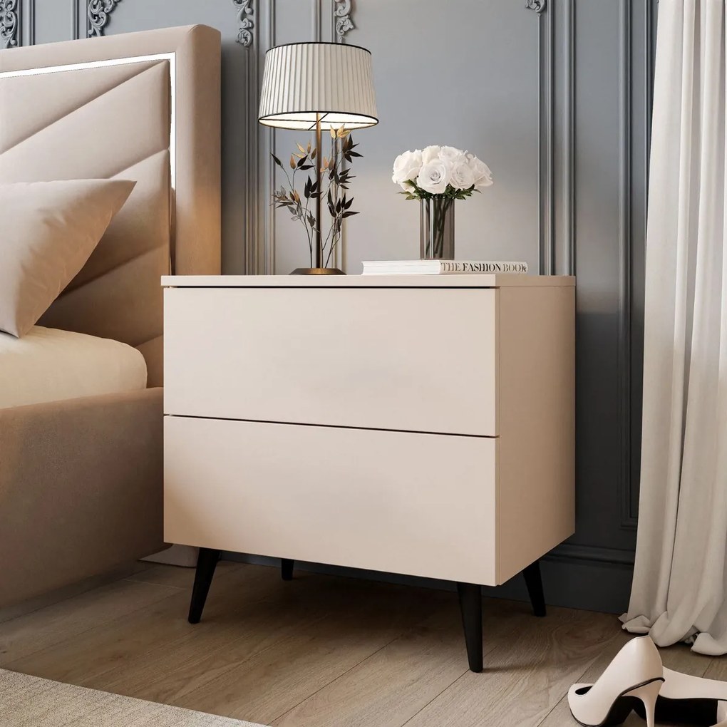 NOČNÝ STOLÍK MARION 2 KAŠMÍR ČIERNE NOŽIČKY PUSH